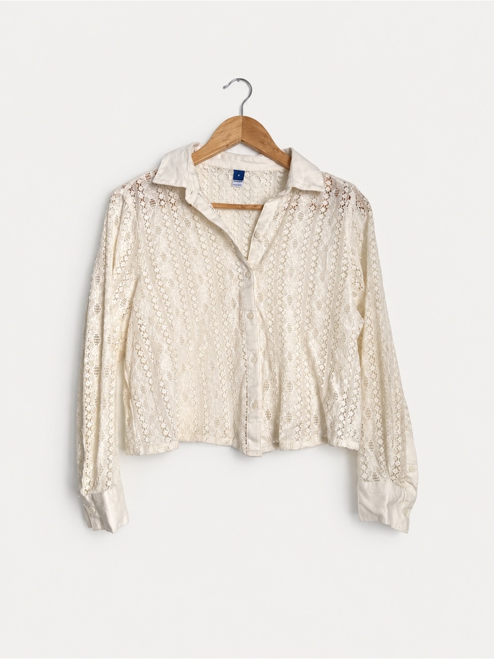 Old Navy Ivory Lace Button Down Blouse M